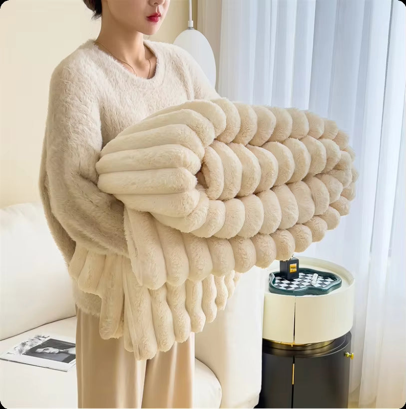 Versatile Thickened Solid Color Wide Striped Blanket – Perfect for Pets, Bedding, and Naps!