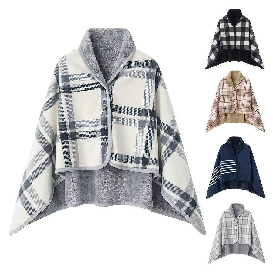 Cozy Wearable Flannel Shawl Blanket - Perfect for Home and Office Relaxation