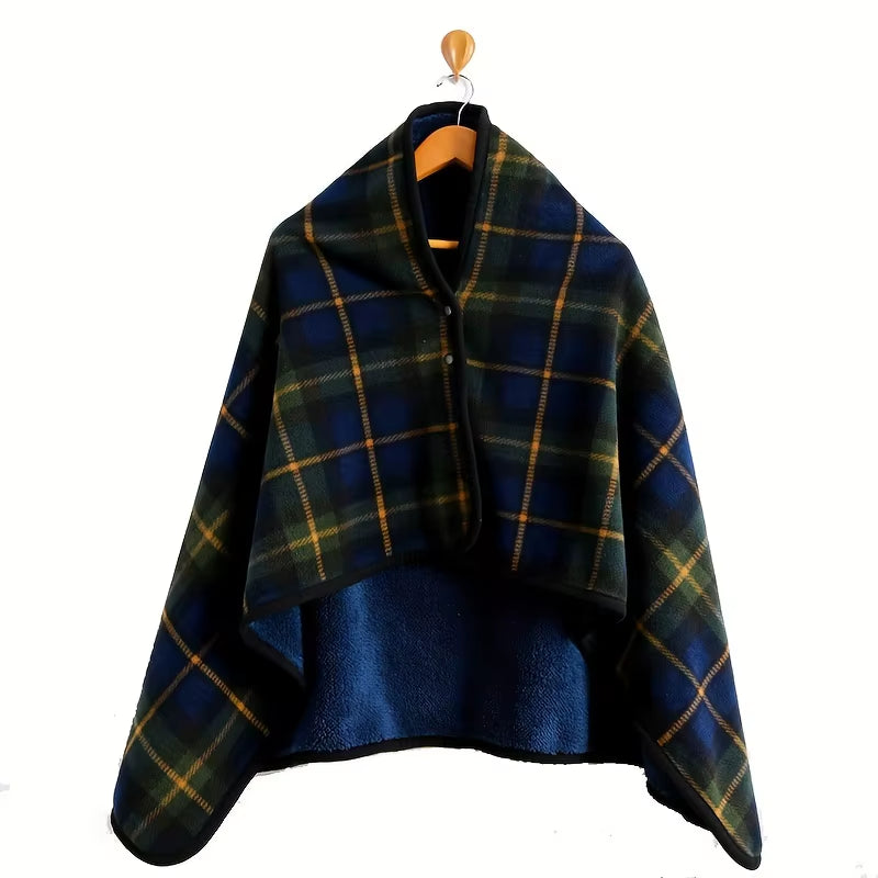Cozy Wearable Flannel Shawl Blanket - Perfect for Home and Office Relaxation