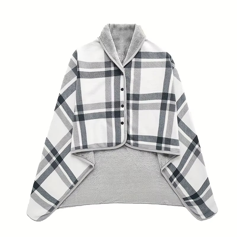 Cozy Wearable Flannel Shawl Blanket - Perfect for Home and Office Relaxation